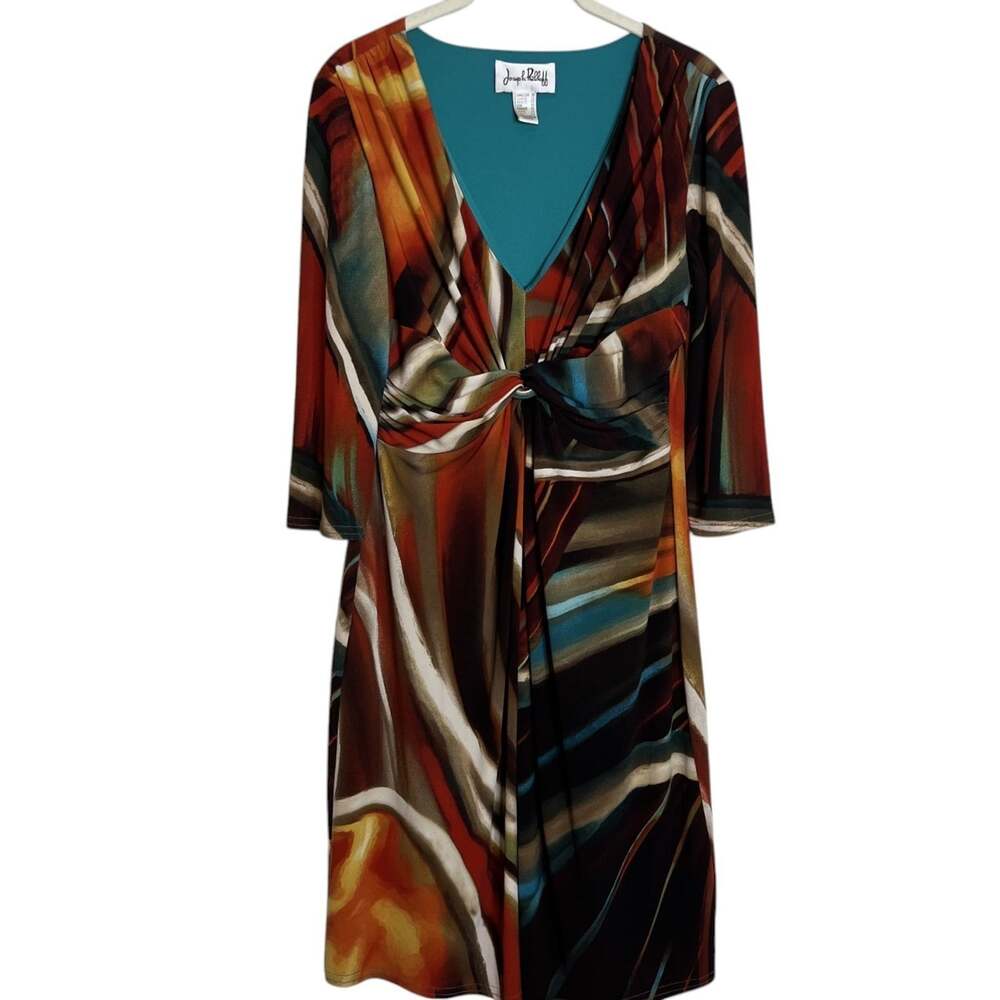 Joseph Ribkoff Womens Dress Size 10 Multicolor Abstract Print Ruched Waist READ